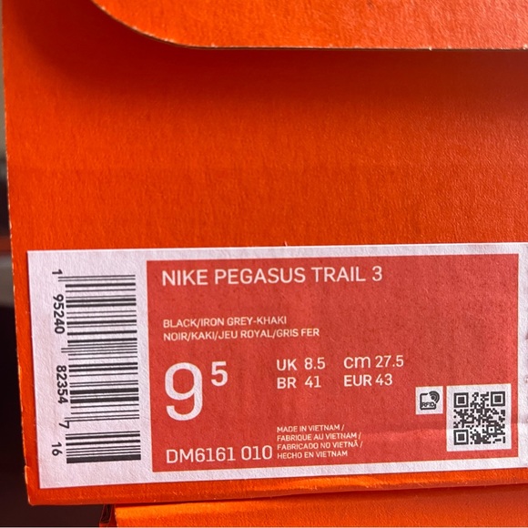 Rare Nike Pegasus Trail 3 Men’s Black Khaki Trail Running Shoes New - Picture 14 of 15